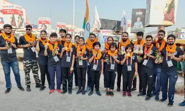 title National Savate Federation Cup नेशनल सवात् (फ्रेंचबॉक्सिंग) फेडरेशन कप के विजेता खिलाड़ियों का मुजफ्फरपुर में भव्य स्वागत व रोड शो