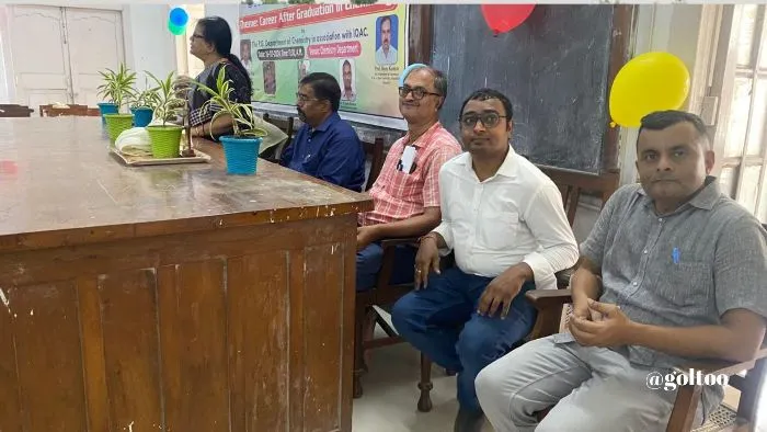 RDS College Professors Dr. Rakesh Kumar Singh, Dr Rajesh Kumar, Dr. Anjani Shukla with chief guest Sanjeev Rai