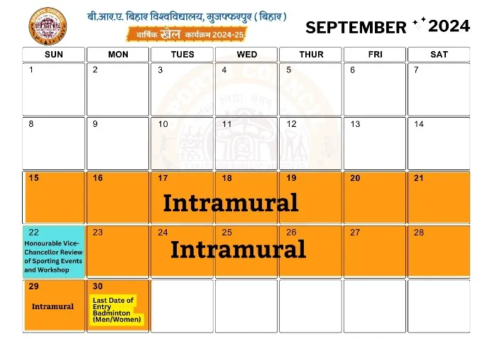 Bihar University Sports Calendar
