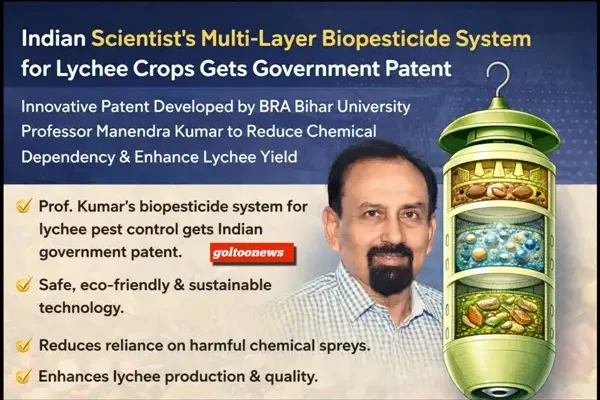 Government of India प्रो. मनेन्द्र कुमार का लीची सुरक्षा पेटेंट