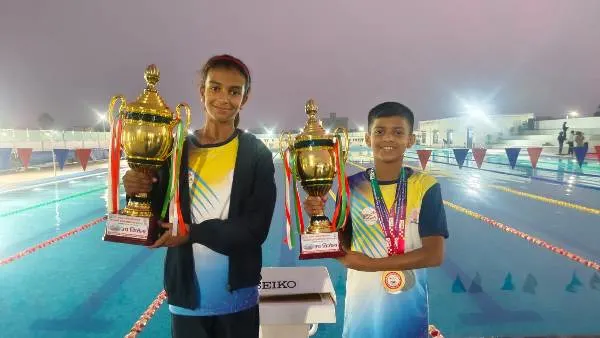 title Jr National Swimming Championship 42nd Sub Jr National Swimming Championship के लिए मुजफ्फरपुर के समायरा रमण और संस्कार रंजन बिहार टीम में चयनित