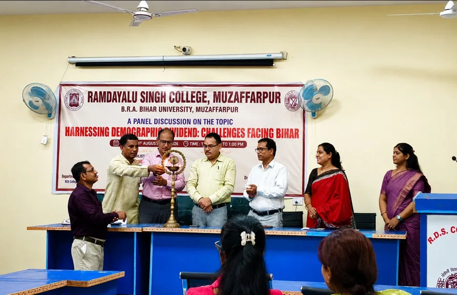 title RDS College RDS College में बिहार की जनसांख्यिकी क्षमता और चुनौतियों पर पैनल डिस्कशन