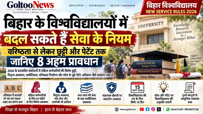 Bihar University Service Rules 2026 बिहार के विश्वविद्यालयों में बदल सकते हैं सेवा के नियम, वरिष्ठता से लेकर छुट्टी और पेटेंट तक जानिए 8 अहम प्रावधान Bihar University Service Rules 2026