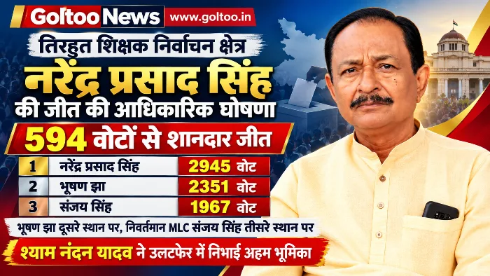 तिरहुत शिक्षक निर्वाचन क्षेत्र: नरेंद्र प्रसाद सिंह की जीत की आधिकारिक घोषणा बाकी